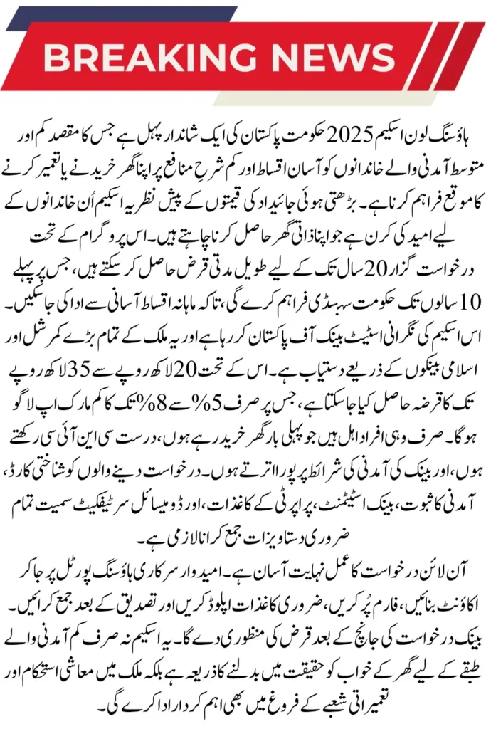 Housing Loan Scheme 2025 Online Registration Started Apply Now for Low Markup Home Loan