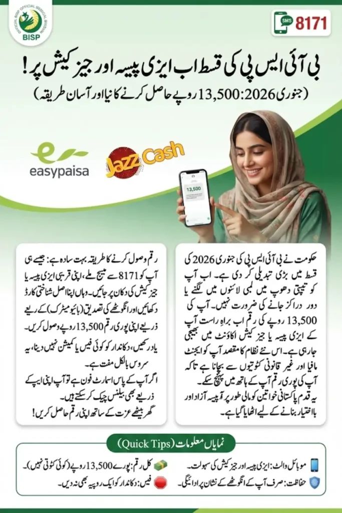BISP 8171 January 2026 Qist Goes Digital – Easypaisa & JazzCash Withdrawal Explained