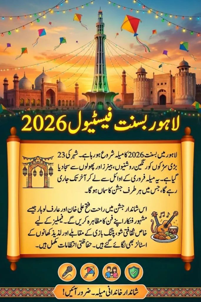 Basant Festival 2026 in Lahore – Citywide Spring Decorations, Cultural Shows & Grand Celebration Plan Unveiled