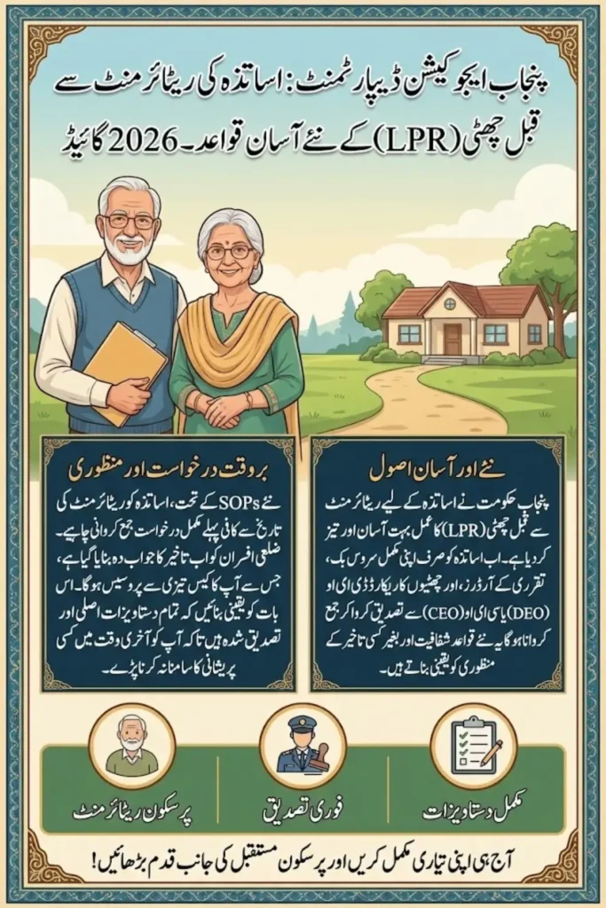 Punjab Education Department Updates SOPs for Teachers’ Pre-Retirement Leave – Complete Guide 2026