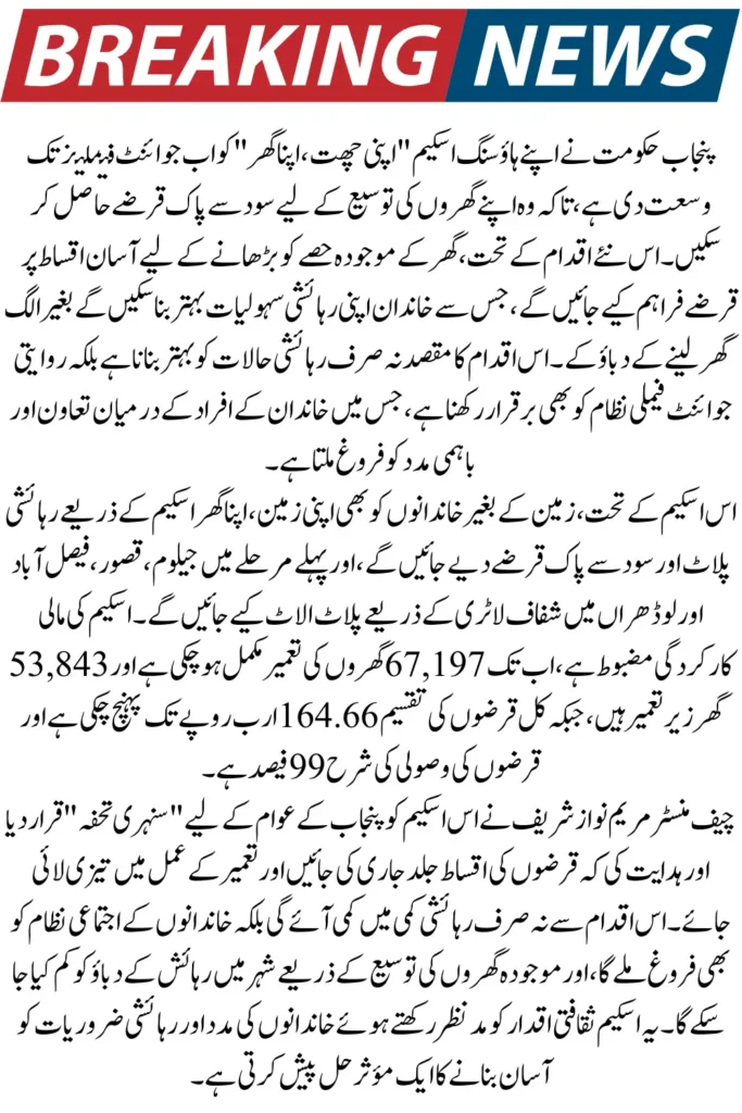 Punjab Government Offers Interest-Free Housing Loans Scheme to Joint Families – Apply Now for Your Dream Home