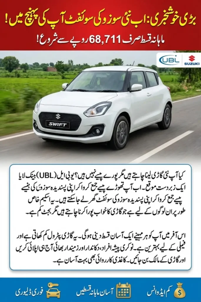 Suzuki Swift Now on Affordable Monthly Installments – Own One Starting Rs. 68,711/Month