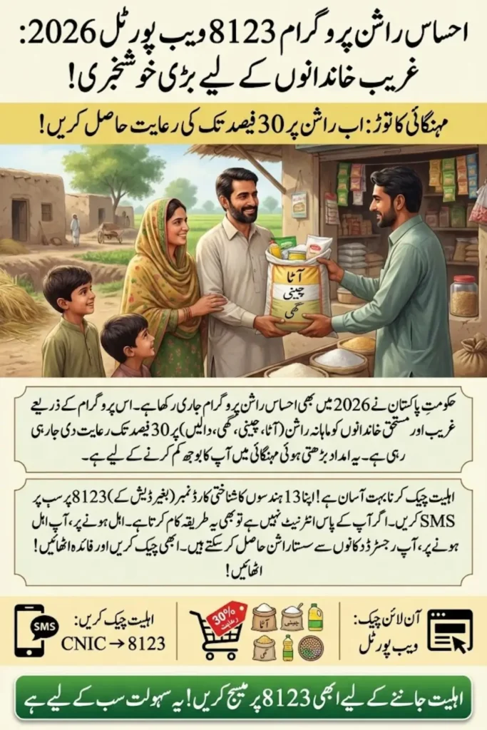 8123 Web Portal 2026: CNIC Check, Ehsaas Rashan Eligibility & Monthly Subsidy Status Online