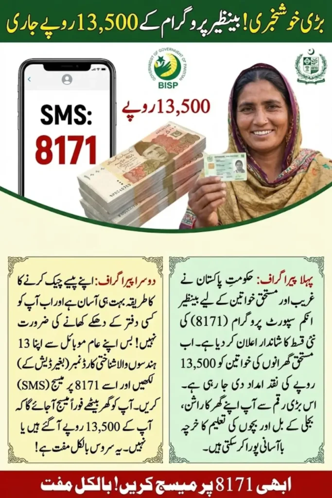 8171 Web Portal CNIC Check 2026 Confirm BISP Eligibility & Claim Rs. 13,500 Installment