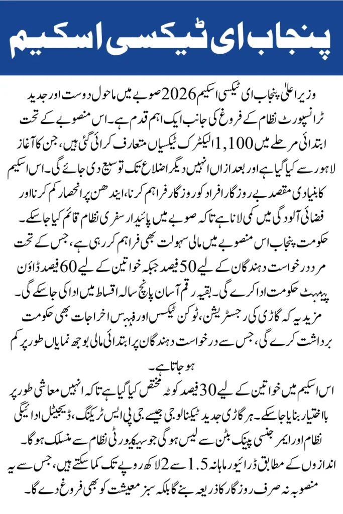 CM Punjab E-Taxi Scheme 2026 Maryam Nawaz Launches 1,100 Electric Taxis in Punjab