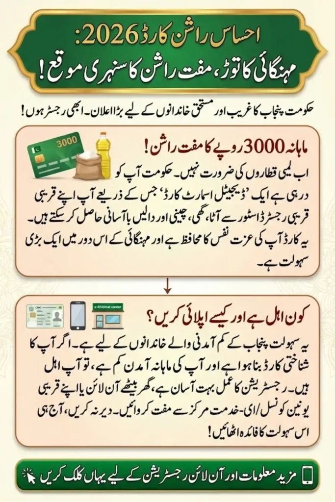 Ehsaas Ration Card 2026 – Online Registration, Eligibility, Benefits, and Complete Application Guide
