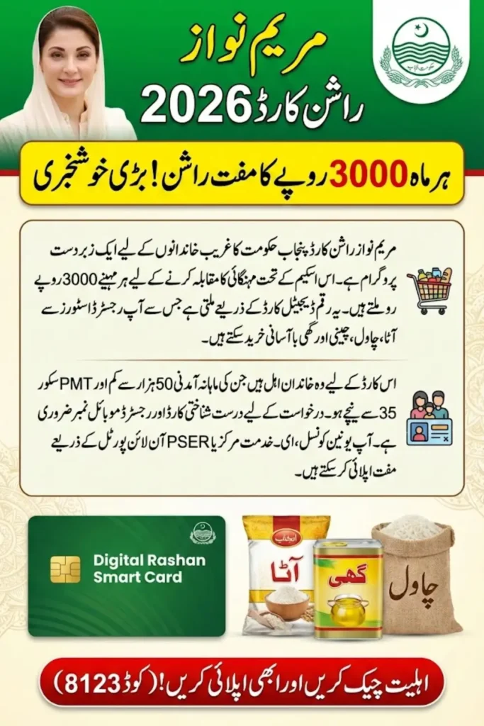 Maryam Nawaz Rashan Card 2026 Free Monthly Rashan, Eligibility Rules & CNIC Verification Guide