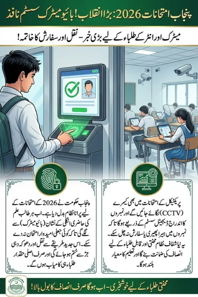 Punjab Introduces Biometric Verification and Digital Reforms for Matric and Inter Exams 2026