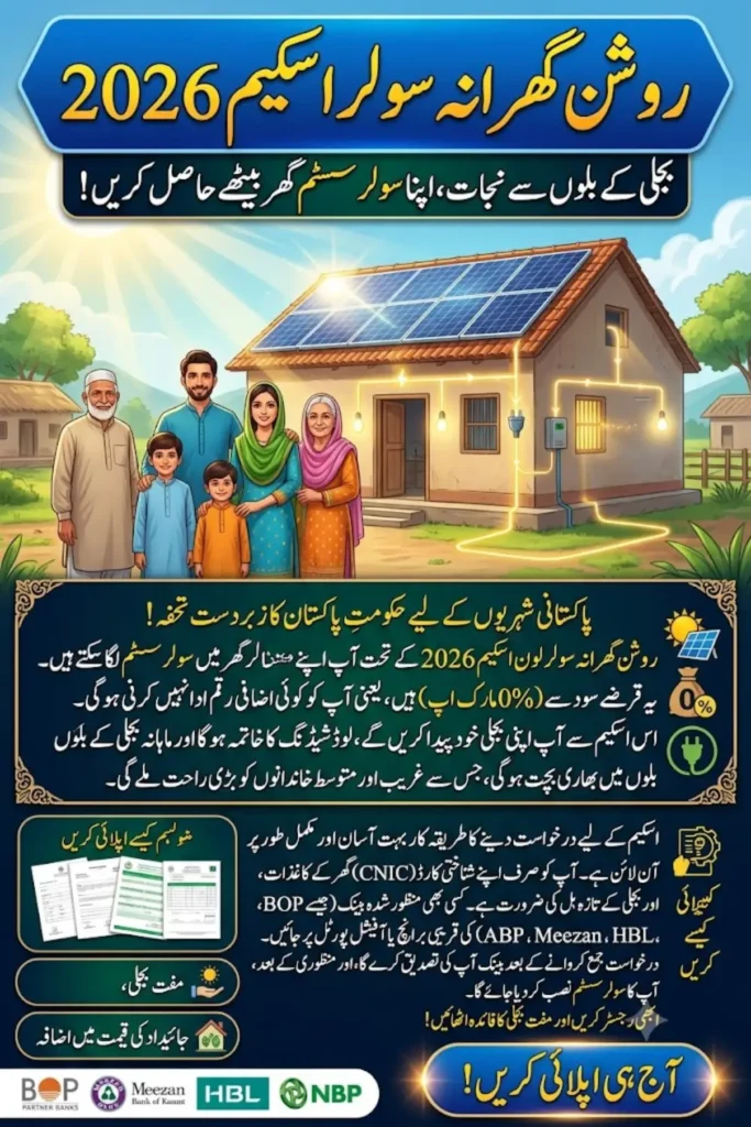 Roshan Gharana Solar Loan Scheme 2026 Apply Online for 0% Interest Home Solar Installation