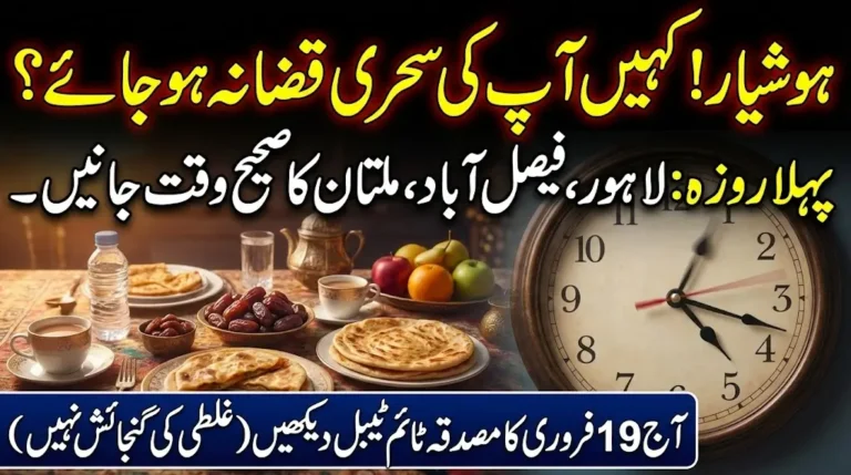 Sehri Time Today in Pakistan 1st Ramadan 2026 Timings for Faisalabad, Lahore, Gujranwala, and Multan