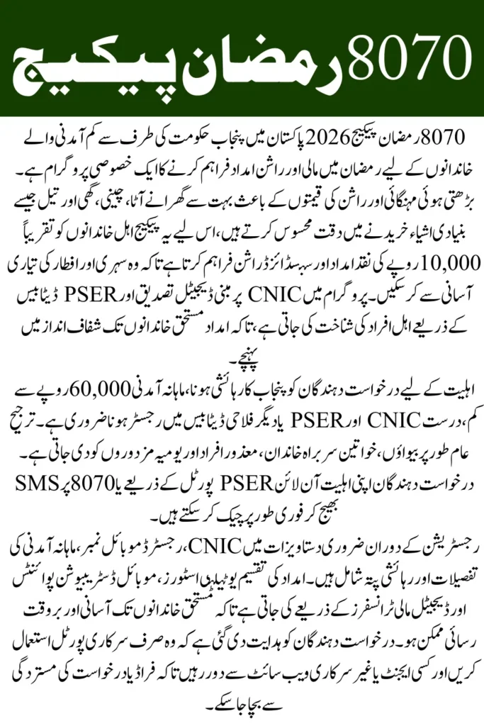 8070 Ramzan Package 2026 Online Registration CNIC Check, Eligibility & Apply Guide