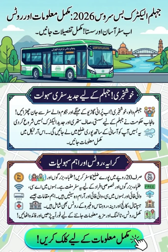 Jhelum Electric Bus Service 2026 Routes, Fare & Timings Guide