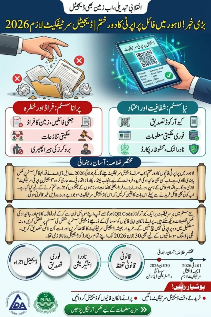 Lahore Property Certificate 2026: The End of File-Based Property Trading
